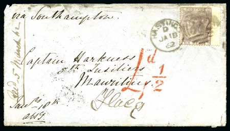 Stamp of Great Britain » 1854-1900 Postal History of the Perforated Line Engraved and Surface Printed Issues 1862 & 1865 Pair of covers to MAURITIUS