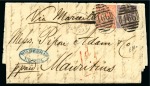 Stamp of Great Britain » 1854-1900 Postal History of the Perforated Line Engraved and Surface Printed Issues 1862 & 1865 Pair of covers to MAURITIUS