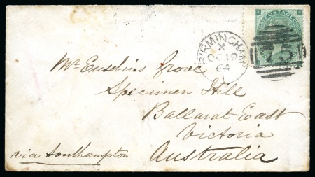 Stamp of Great Britain » 1854-1900 Postal History of the Perforated Line Engraved and Surface Printed Issues 1860 & 1864 Pair of covers to AUSTRALIA