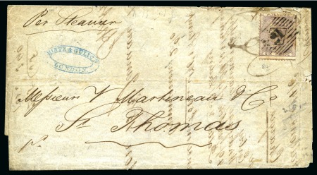 Stamp of Great Britain » 1854-1900 Postal History of the Perforated Line Engraved and Surface Printed Issues 1859 (Jan 15) Lettersheet to ST. THOMAS (Danish West Indies)