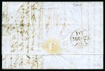 Stamp of Great Britain » 1841 2d Blue 1853 (Mar 23) Lettershet from London to Spain with 1841 2d strip of five