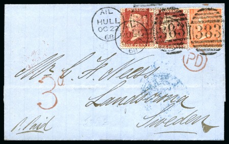 Stamp of Great Britain » 1854-1900 Postal History of the Perforated Line Engraved and Surface Printed Issues 1861-75, Attractive group of 6 covers to SWEDEN