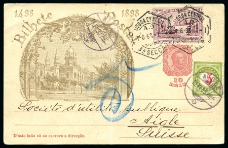 Stamp of Portugal 1898 Correctly franked 10+10r postcard to Aigle/Switzerland,