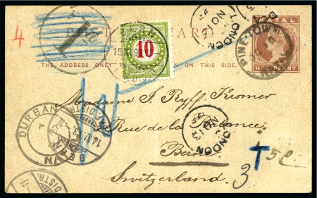 Stamp of South Africa » Natal 1893 1/2d Brown postal stationery card cancelled PINE-TOWN