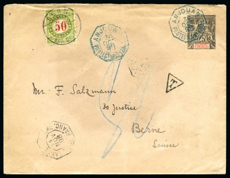 Stamp of Colonies françaises » Sultanat d'Anjouan 1898 Entier à 25c obl. ANJOUAN 30 OCT 98 pour Berne