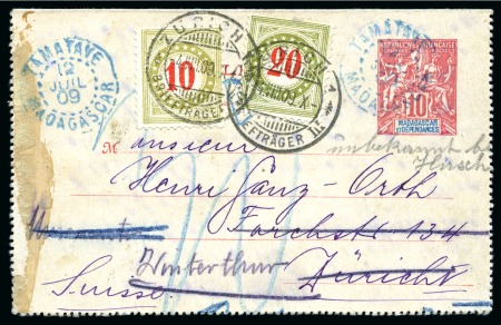 Stamp of Colonies françaises » Madagascar (Poste française) 1909 Carte lettre entier à 10c obl. TAMATAVE 12 JUIL