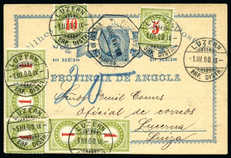 Stamp of Portuguese Colonies » Angola 1900 Insufficiently franked 10 reis postal stationery