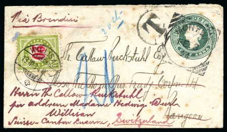Stamp of Burma 1894 1/2a Green postal stationery from Monywa to Rangoon,