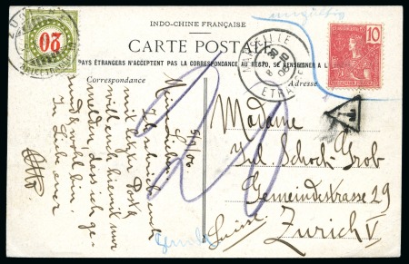 Stamp of Colonies françaises » Indochine 1906 Lettre avec 1904-06 10c rouge, non-oblitéré,