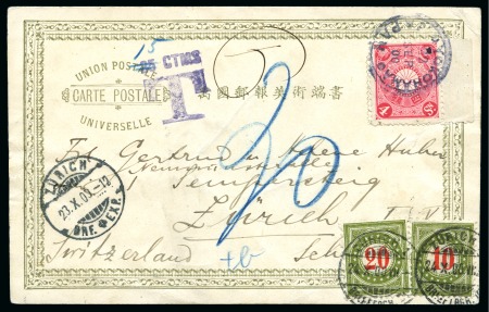 Stamp of Japan 1900 Postcard to Zurich/Switzerland franked by 1899-1907