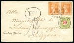 Stamp of Australia » Victoria 1892 Insufficiently franked cover from Melbourne to Switzerland taxed upon arrival with Swiss postage due