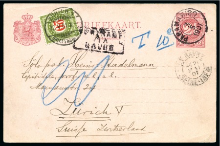 Stamp of Netherlands Colonies » Surinam 1901 Insufficiently franked 2 1/2c postal stationery