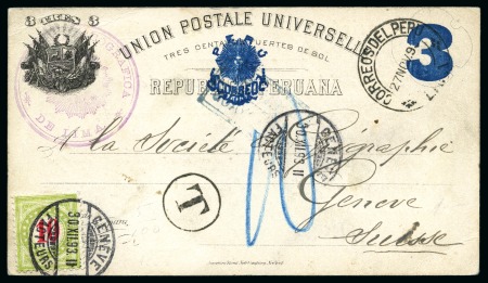 Stamp of Peru 1893 Insufficiently paid 3c postal stationery card