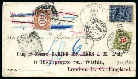 Stamp of United States 1907 Insufficiently franked double-weight cover with