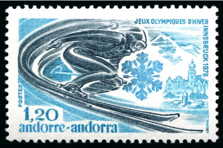 Stamp of Olympics » 1976 Innsbruck 1976 Innsbruck Olympics 1F20 with BISTRE OMITTED variety, mint nh