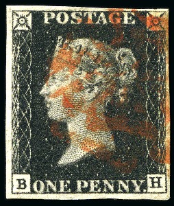 Stamp of Great Britain » Collections 1840-76, Small group of stamps and covers incl. fine four-margin 1840 1d black