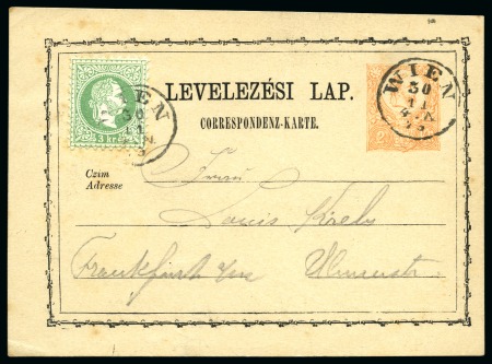 Stamp of Hungary 1871 2Kr Orange postal stationery together with Austria