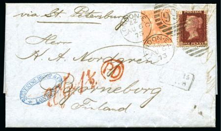 Stamp of Great Britain » 1854-1900 Postal History of the Perforated Line Engraved and Surface Printed Issues 1873-83, Group of four covers to foreign destinations