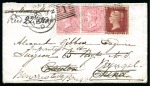 Stamp of Great Britain » 1854-1900 Postal History of the Perforated Line Engraved and Surface Printed Issues 1859 (Sep 9) Envelope from Scotland to a surgeon in Canton, China, then redirected to Bengal, India