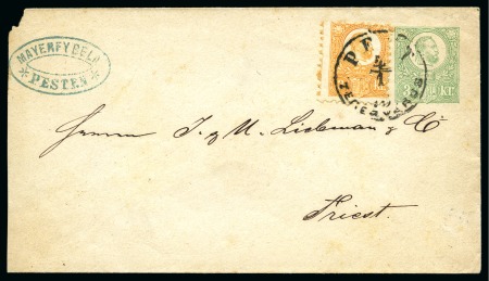 Stamp of Hungary 1871 Engraved 2Kr orange tied by PEST 4/1 73 cds on