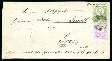 Stamp of Hungary 1871 3Kr green postal stationery front together with