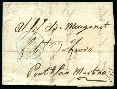 Stamp of Italian States » Sardinia 1819 CAVALLINI 15c blue postal the on 1819 entire letter