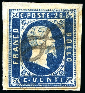 Stamp of Italian States » Sardinia 1851 20c blue used with special cancellation Nodo di