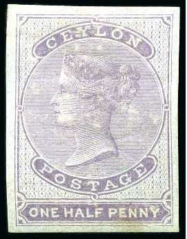 Stamp of Ceylon 1857-64 1/2d Lilac on blue glazed paper, mint og with good even margins