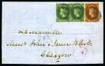 Stamp of Ceylon » 1857-59 White Paper » Postal History 1859 (Mar 14) Wrapper from Colombo to Scotland with 1857-59 2d green pair and 5d chestnut