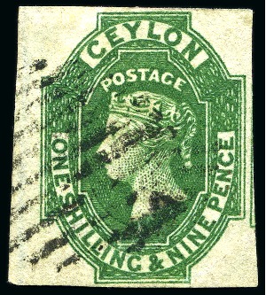 Stamp of Ceylon » 1857-59 White Paper 1857-59 1s9d Green used left marginal with good margins