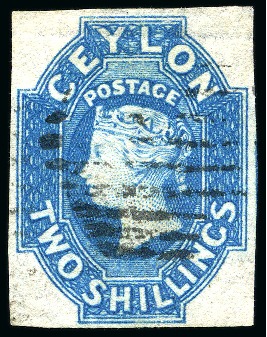 Stamp of Ceylon » 1857-59 White Paper 1857-59 2s Dull Blue used with good margins