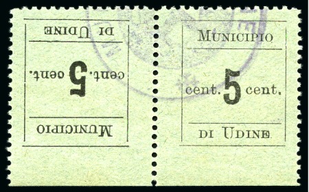 Stamp of Italy » Italy Local Issue Udine 1918 Udine Municipality selection on 2 small stockcards