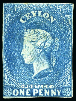 Stamp of Ceylon » 1857-59 White Paper 1857-59 2d Deep Turquoise Blue unused with close to fine margins