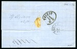 Stamp of Egypt » Austrian Post Offices 1866 (6.10) Folded cover to Bohemia, franked 1864 LV 15s brown, two singles neatly by ALEXANDRIEN cds