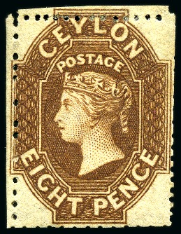 Stamp of Ceylon » 1861-64 Watermark Star 1861-64 Wmk Star intermediate perf. 8d brown mint og