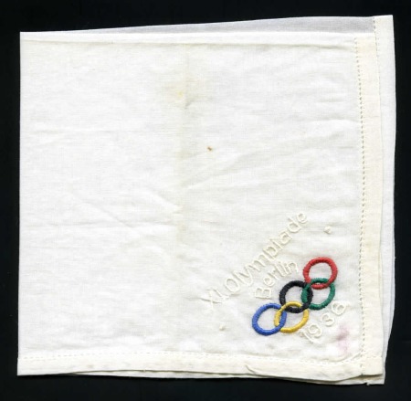 Stamp of Olympics » 1936 Berlin » Other Memorabilia 1936 Berlin: Handkerchief, 230x230mm, white cloth 