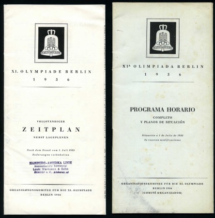 Stamp of Olympics » 1936 Berlin » Documents, Programmes, Tickets, etc. 1936 Berlin. Group of five documents