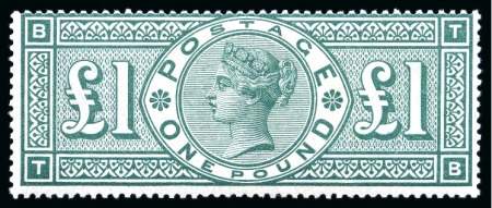 Stamp of Great Britain » 1855-1900 Surface Printed » 1887-1900 Jubilee Issue & 1891 £1 Green 1891 £1 Green TB mint nh, very fine and scarce