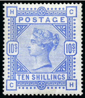 Stamp of Great Britain » 1855-1900 Surface Printed » 1883-84 & 1888 High Values 1883-84 10s Ultramarine CH mint nh