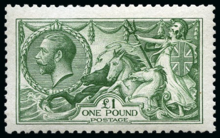 Stamp of Great Britain » King George V » 1913-19 Seahorse Issues 1913 Waterlow £1 green Seahorse, mint nh