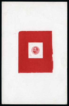 Stamp of Great Britain » King George V » 1911-12 Downey Head Issues 1910 Downey head die proof, stage 2a, partially cleared around head, printed in red on glazed card