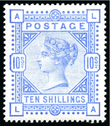 Stamp of Great Britain » 1855-1900 Surface Printed » 1883-84 & 1888 High Values 1883-84 10s Pale Ultramarine mint large part og