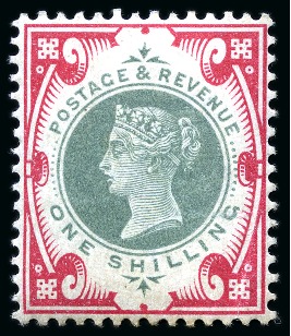 Stamp of Great Britain » 1855-1900 Surface Printed » 1887-1900 Jubilee Issue & 1891 £1 Green 1900 Jubilee 1s green & carmine with INVERTED WATERMARK, mint hr