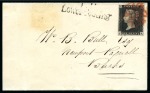 Stamp of Great Britain » 1840 1d Black and 1d Red plates 1a to 11 1840 (Dec 1) Wrapper (no sideflaps) from London to Newport Pagnell with 1840 1d black pl.7 FK