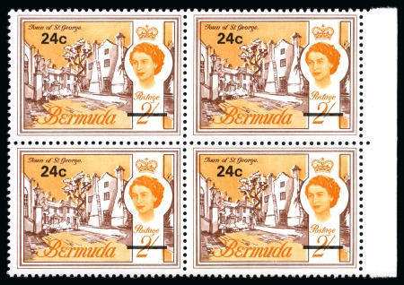 Stamp of Bermuda 1970 24c on 2s Red-Brown and Orange with variety wmk Crown to RIGHT of CA (from reverse)