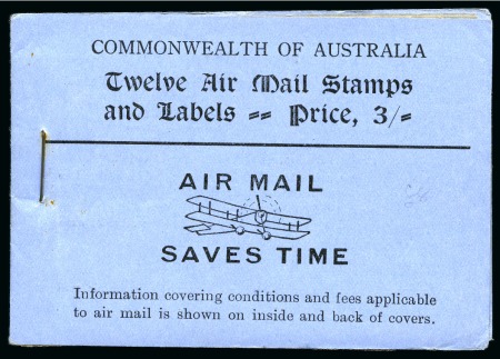 Stamp of Australia » Commonwealth of Australia 1930-35 3s Air black on blue booklet inscribed AIR MAIL SAVES TIME