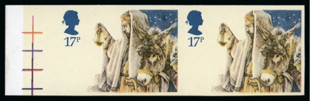 Stamp of Great Britain » Queen Elizabeth II 1984 Christmas 17p mint nh left marginal imperforate horizontal pair