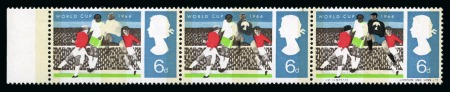 Stamp of Great Britain » Queen Elizabeth II 1966 World cup (phosphor) 6d with BLACK OMITTED (Goalkeeper's hair and shirt)
