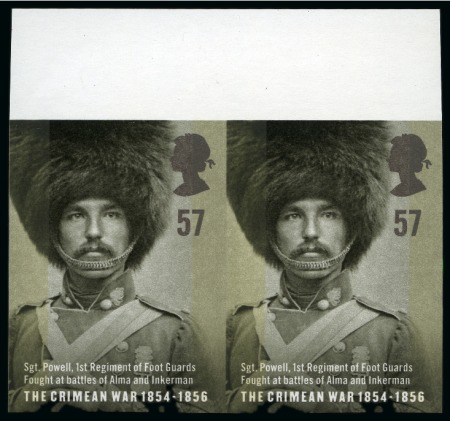 Stamp of Great Britain » Queen Elizabeth II 2004 150th Anniversary of the Crimean War 57p mint nh imperforate top marginal horizontal pair