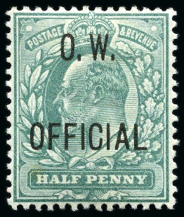 Stamp of Great Britain » Officials OFFICE OF WORKS: 1902 1/2d blue-green O.W. Official mint hr